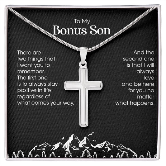 My Bonus Son | I am proud of you - Stainless Steel Cross Necklace